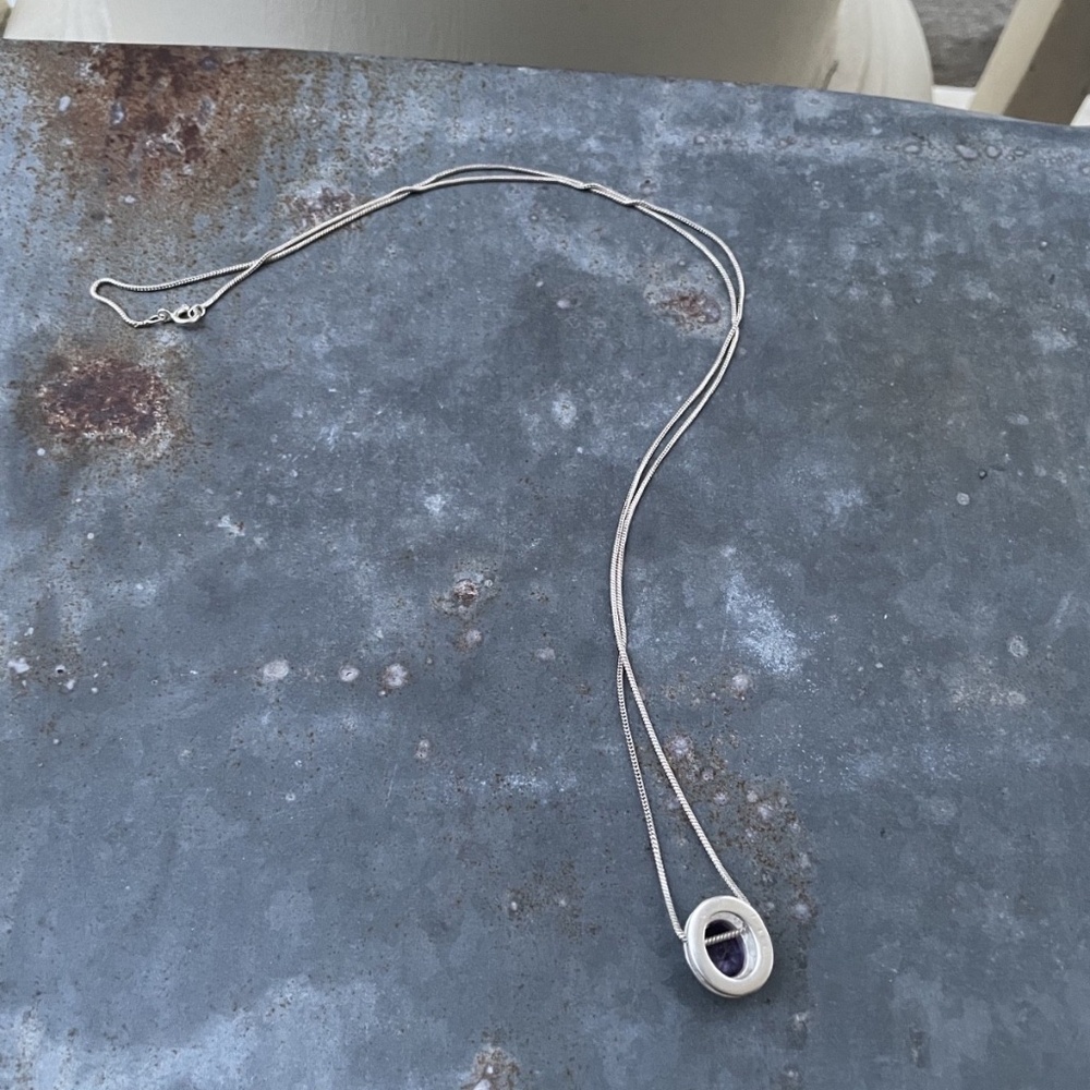 Amethyst and 925 Sterling Silver 25" Necklace - Picture 2 of 3